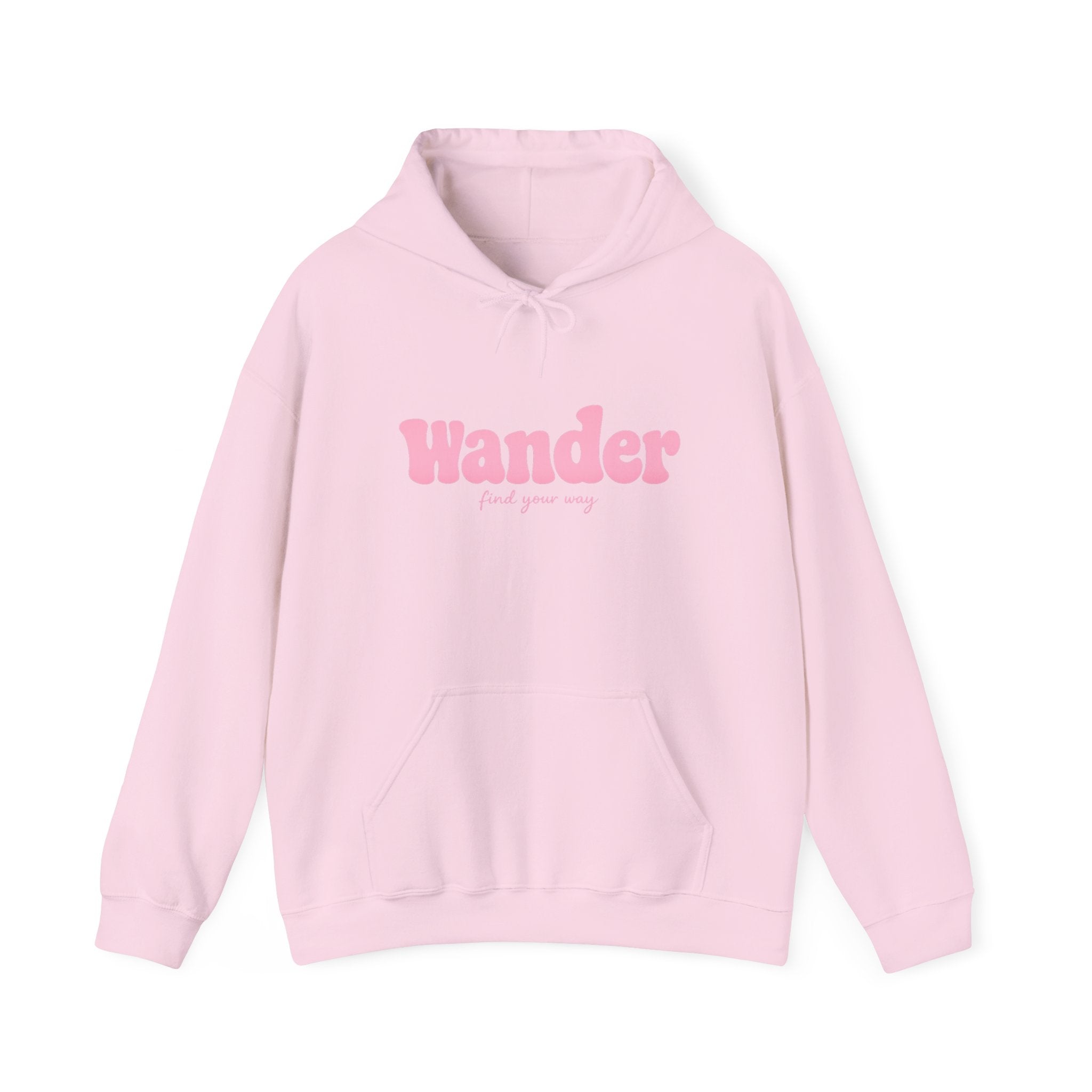 Wander Pink Hoodie — Cozy Travel-Inspired Graphic Sweatshirt