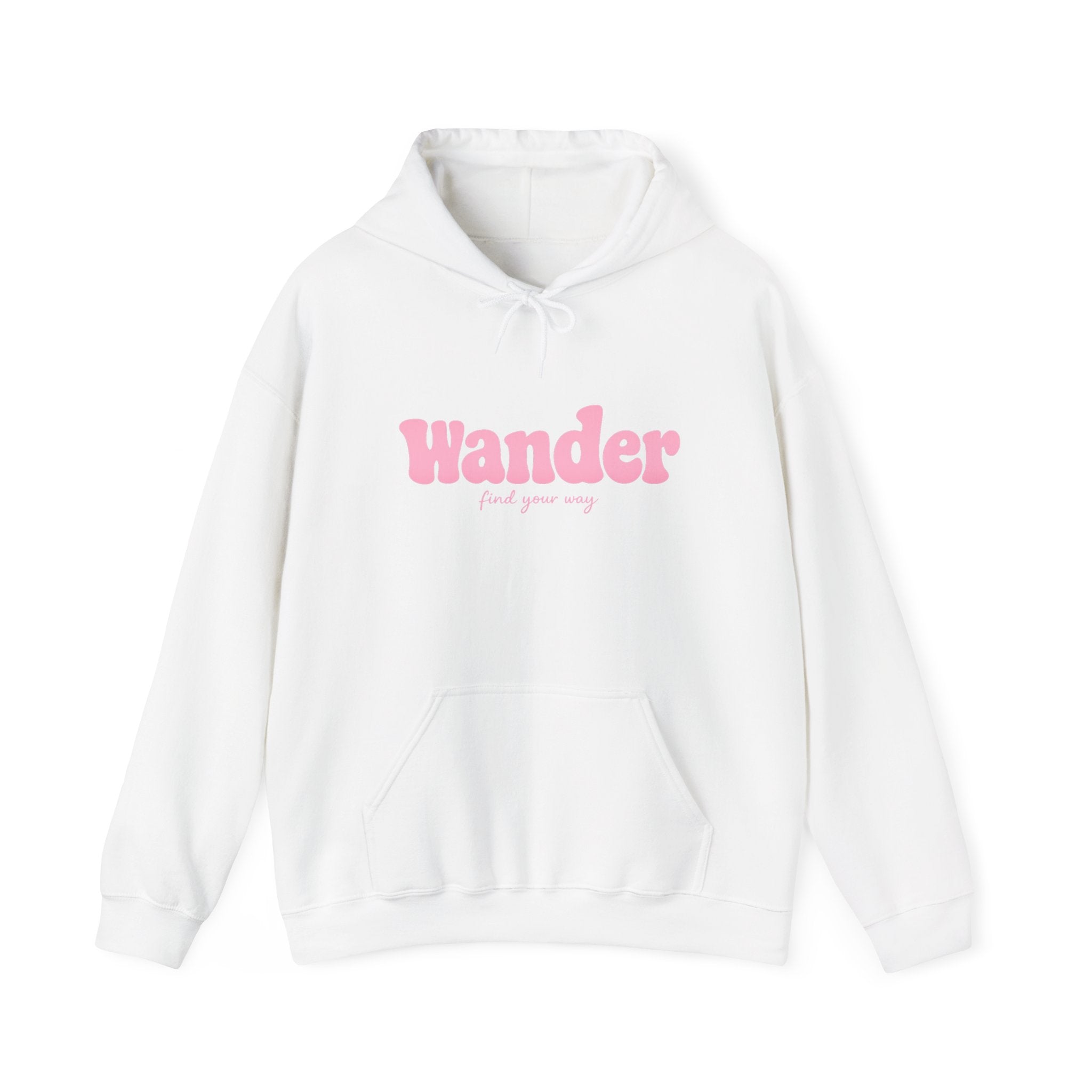 Wander Pink Hoodie — Cozy Travel-Inspired Graphic Sweatshirt