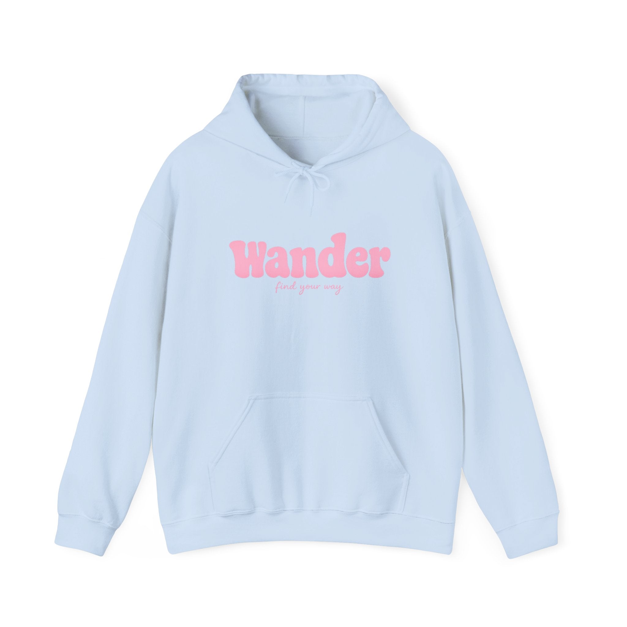 Wander Pink Hoodie — Cozy Travel-Inspired Graphic Sweatshirt