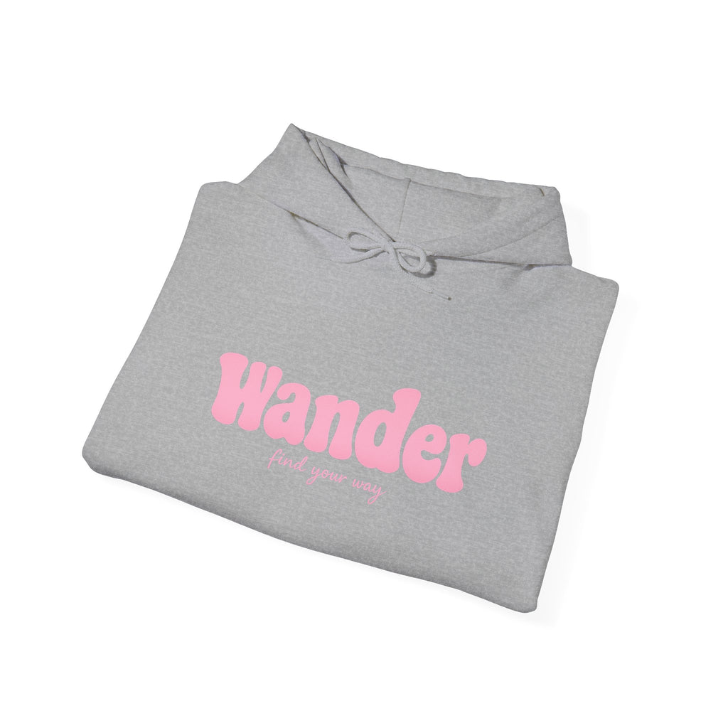 Wander Pink Hoodie — Cozy Travel-Inspired Graphic Sweatshirt