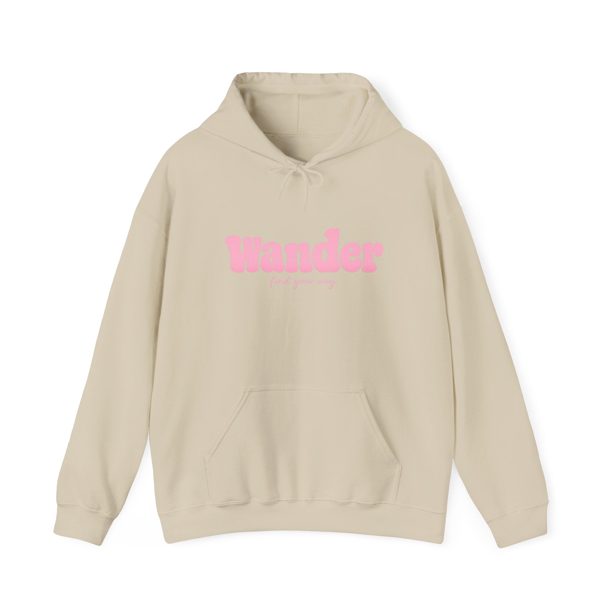 Wander Pink Hoodie — Cozy Travel-Inspired Graphic Sweatshirt
