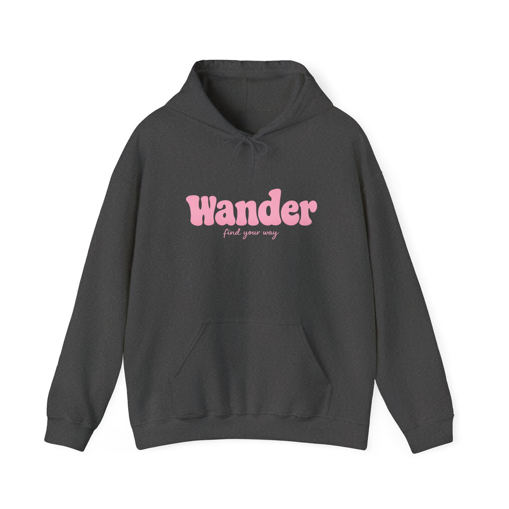 Wander Pink Hoodie — Cozy Travel-Inspired Graphic Sweatshirt