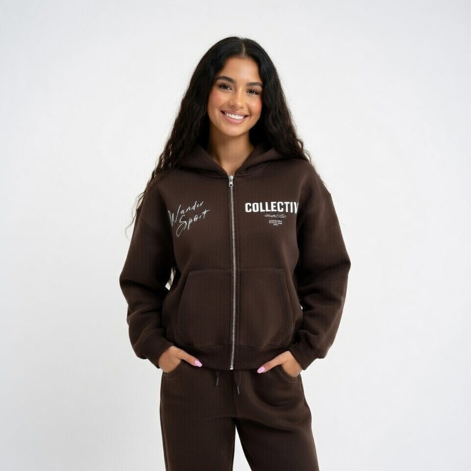 Fleece Zip-Up Boxy Hoodie