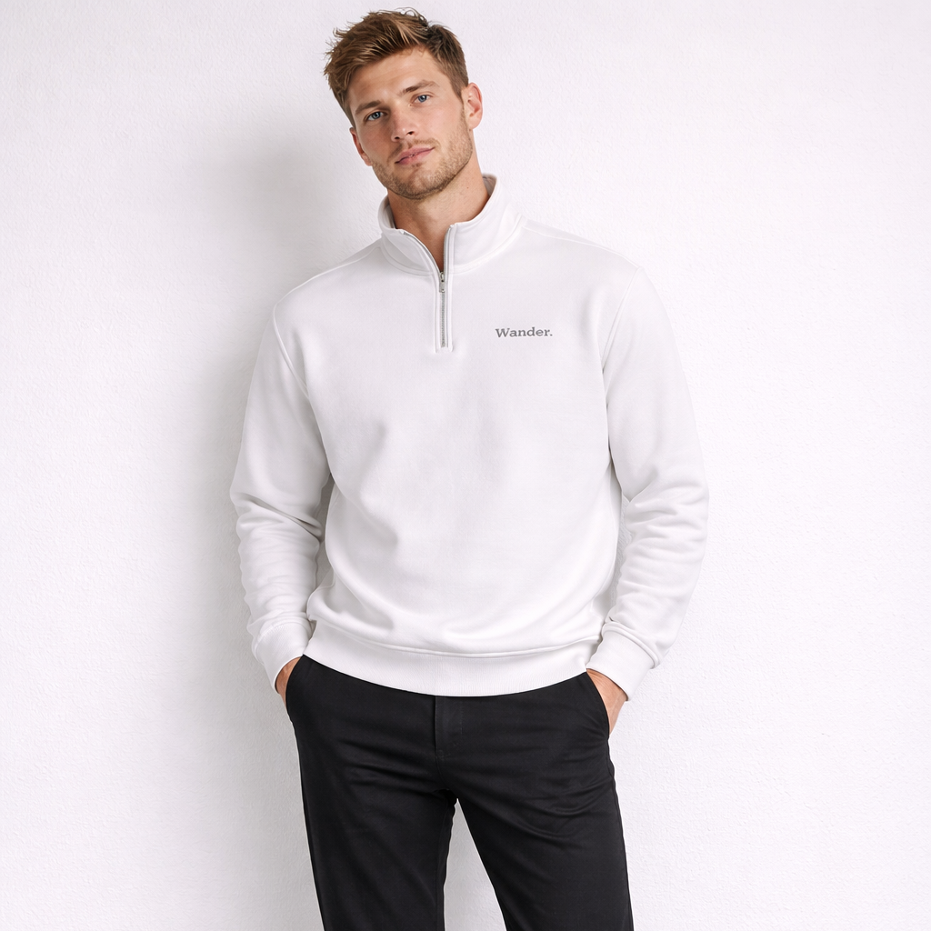 Half-Zip Rolled Edge Fleece Sweatshirt
